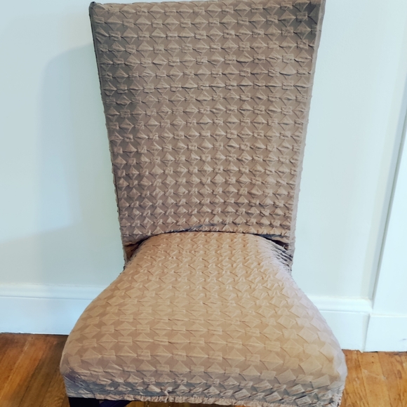 Eight brand new med " greige"textured stretch dining chair covers. - Picture 1 of 4